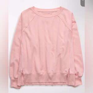 American Eagle Women’s Big Hug Crew Neck Oversized Sweatshirt Light Pink Size M